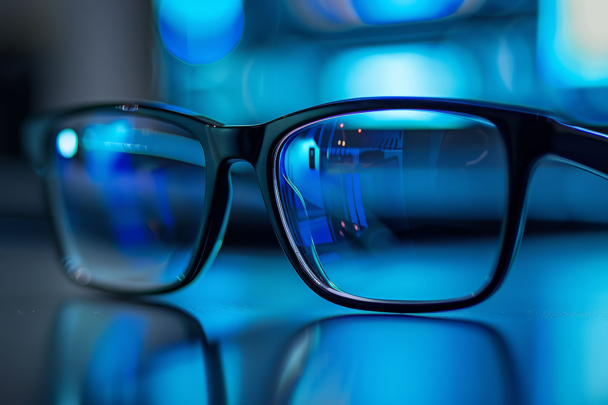 Glasses sitting on table