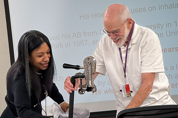 Alexandra Noel and Arthur Penn at his retirement party